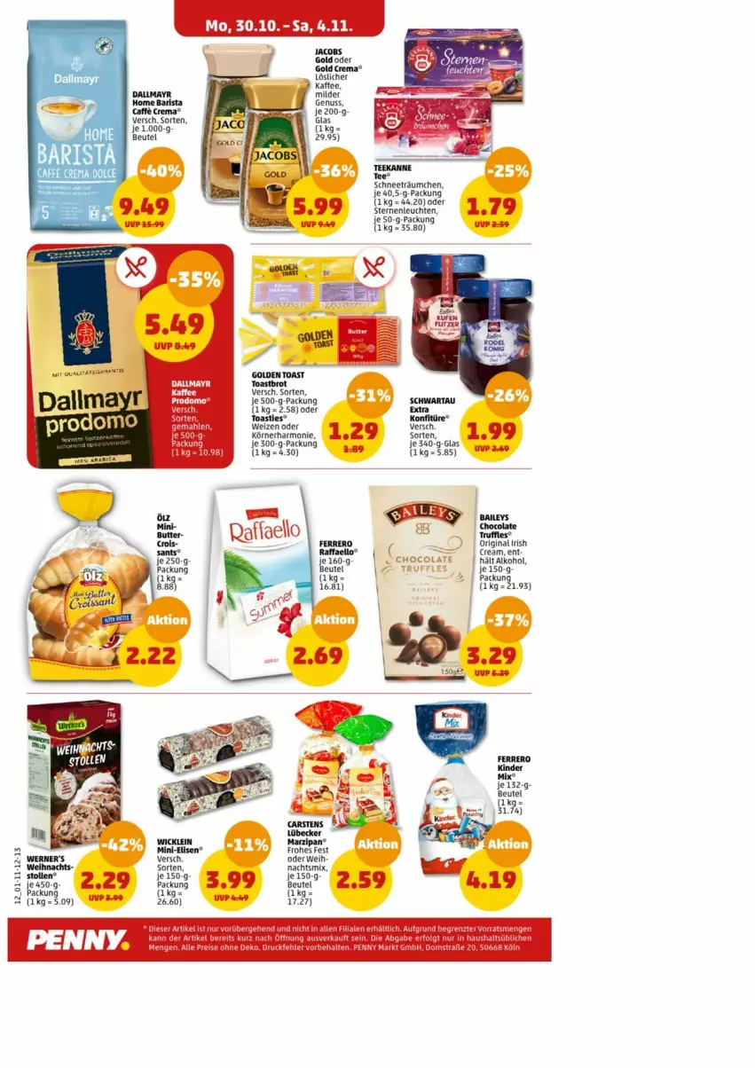 Aktueller Prospekt Penny - Prospekte - von 30.10 bis 04.11.2023 - strona 12 - produkty: beutel, Cars, ferrero, kaffee, Kinder, löslicher kaffee, Lübecker, Ti