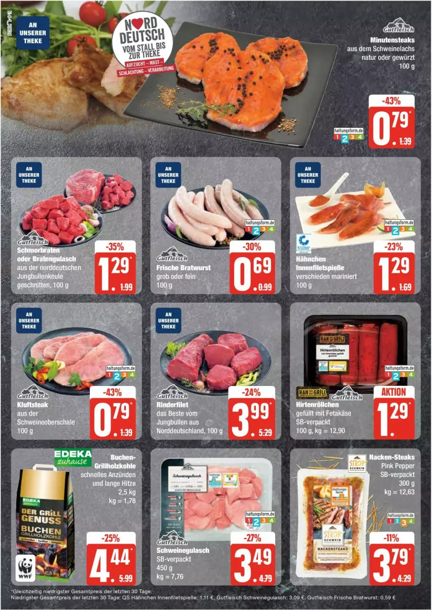 Aktueller Prospekt Edeka - Prospekte - von 20.05 bis 25.05.2024 - strona 8 - produkty: bratwurst, eis, elle, filet, filets, fleisch, gewürz, grill, grillholzkohle, gulasch, gutfleisch, Holz, holzkohle, lachs, natur, reis, schwein, schweine, schweinegulasch, Schweinelachs, tee, Ti, wein, weine, wurst, ZTE