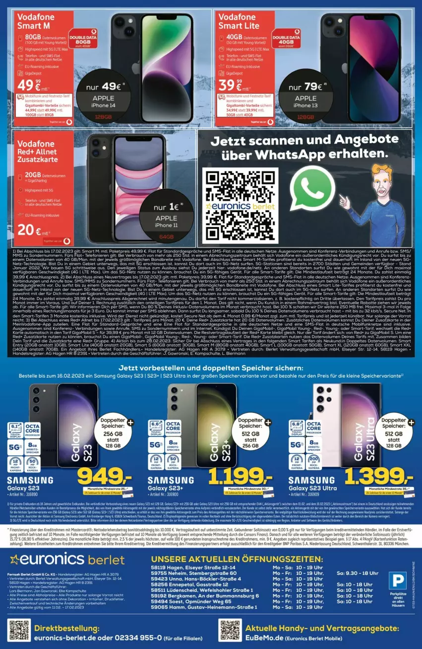 Aktueller Prospekt Euronics - Prospekte - von 15.02 bis 22.02.2023 - strona 10 - produkty: angebot, angebote, Apple, bier, Brei, eier, eis, elle, ente, Handy, iphone, IPhone 13, Kette, leine, LG, miele, Rauch, reis, rel, Ria, rwe, Samsung, samsung galaxy, Samsung Galaxy S, spee, Surf, tee, telefon, Ti, uhr, vodafone