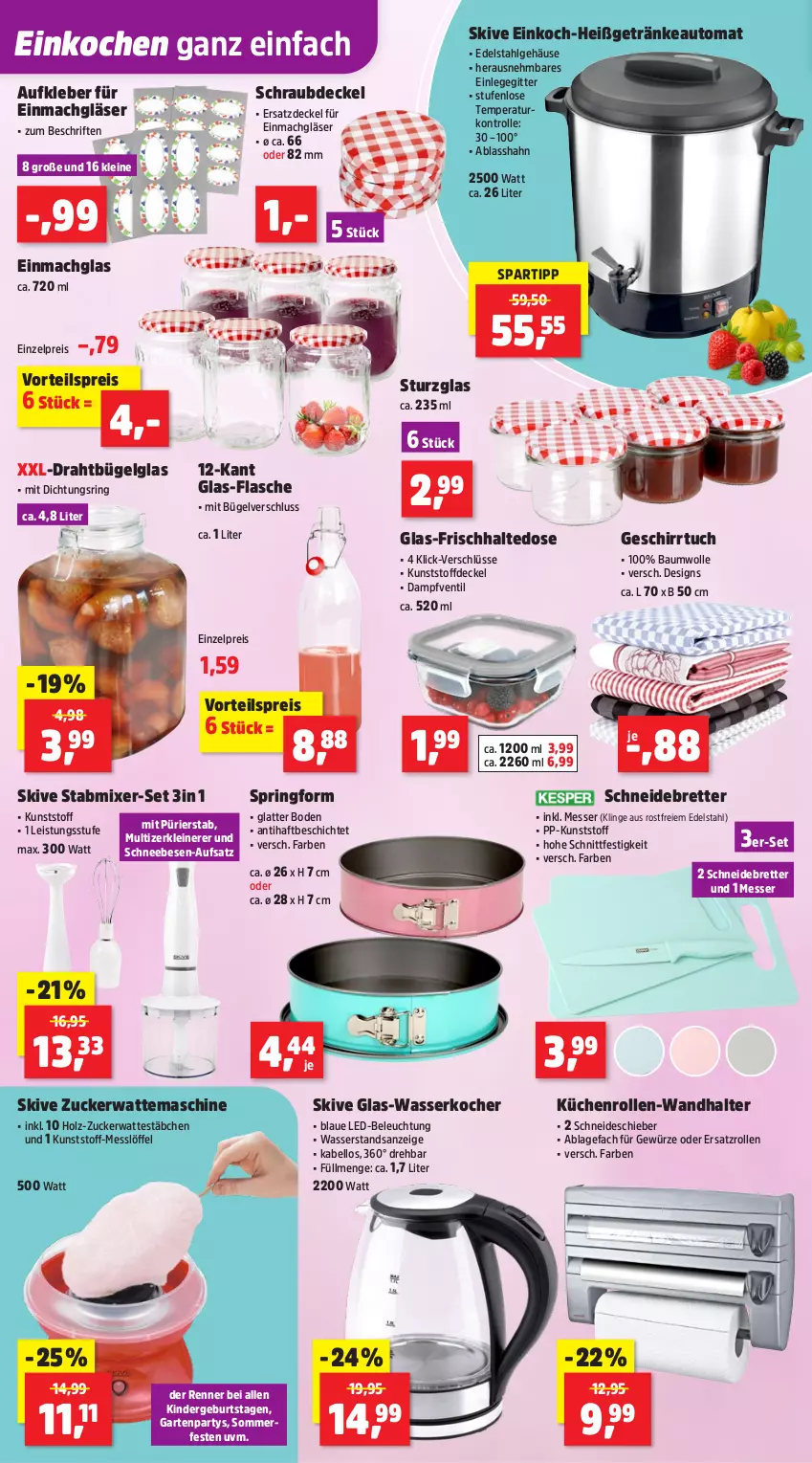 Aktueller Prospekt Thomas Philipps - von 18.08 bis 23.08.2025 - strona 4 - produkty: Aufkleber, auto, Bau, baumwolle, beleuchtung, bügel, decke, Deckel, Draht, edelstahl, einmachglas, eis, flasche, Garten, geschirr, geschirrtuch, getränk, getränke, gewürz, glas-wasserkocher, Gläser, Holz, Kinder, kleber, Kocher, küche, Küchen, küchenrolle, küchenrollen, latte, led-beleuchtung, leine, LG, Löffel, mac, messer, Mixer, reis, ring, Schneebesen, schneidebrett, spartipp, Springform, stabmixer, Ti, tuc, vorteilspreis, wasser, wasserkocher, Wattestäbchen, wolle, Zerkleinerer, zucker, Zuckerwattemaschine