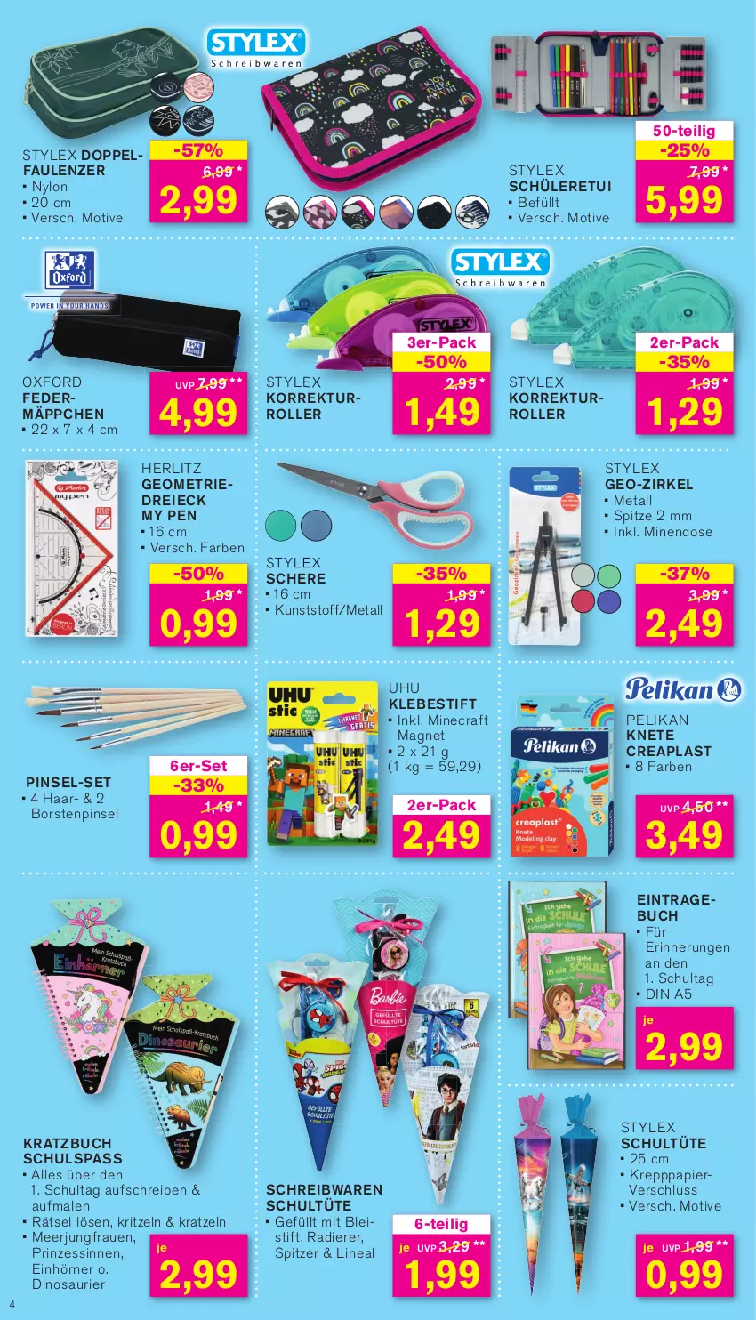 Aktueller Prospekt Kodi - Prospekte - von 12.08 bis 17.08.2024 - strona 4 - produkty: Bleistift, buch, eis, Federmäppchen, Jungfrau, papier, pelikan, Pinsel, Roller, Schere, schreibwaren, stylex, Ti, Tüte, uhu