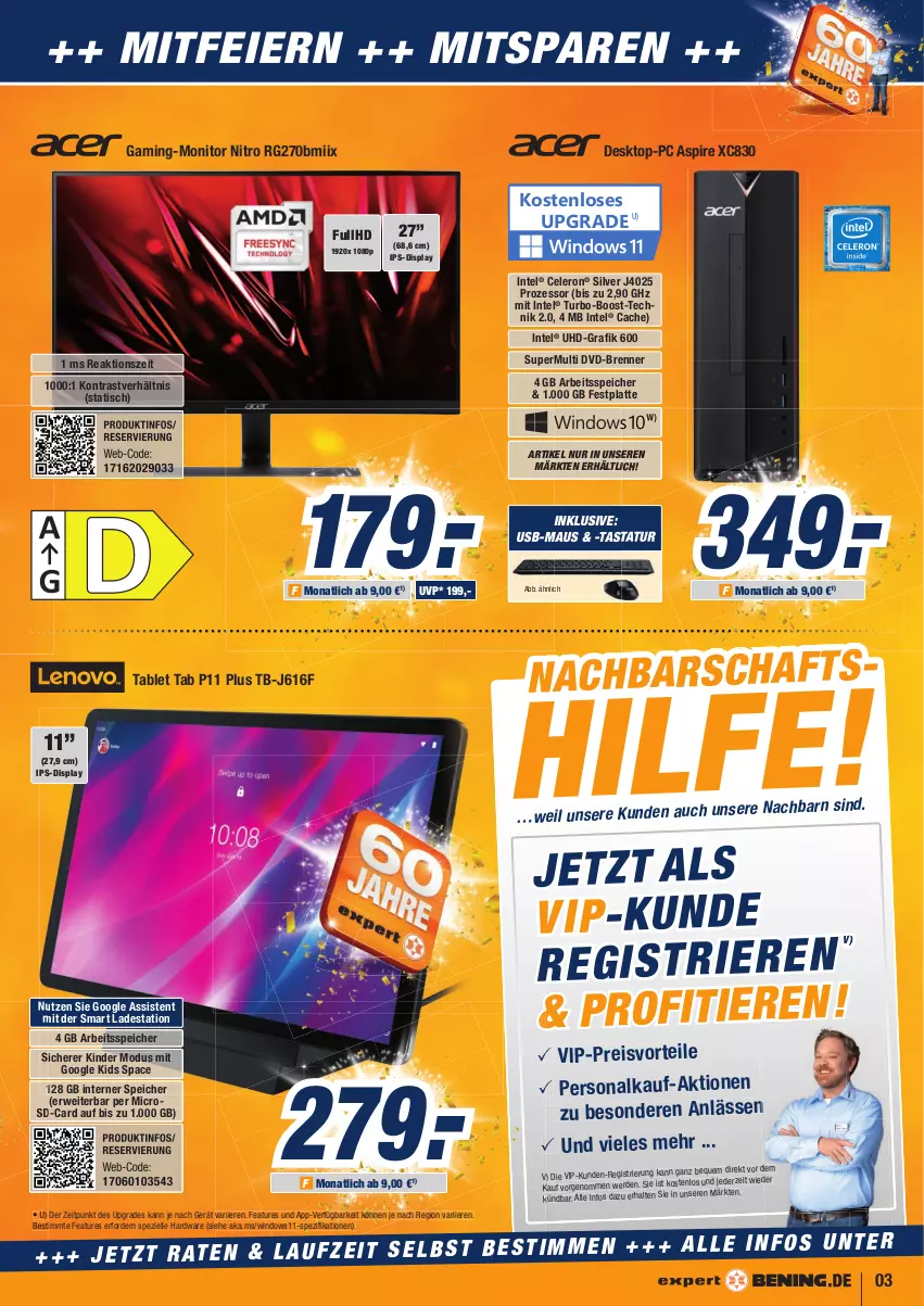 Aktueller Prospekt Expert Aurich - Prospekte - von 05.05 bis 11.05.2022 - strona 3 - produkty: celeron, Desktop-pc, dvd, eier, eis, elle, erde, festplatte, hardware, Intel, ips-display, Kinder, latte, Maus, microsd, monitor, Persona, preisvorteil, reis, rwe, Spezi, tablet, Tastatur, Ti, tisch, uhd, usb