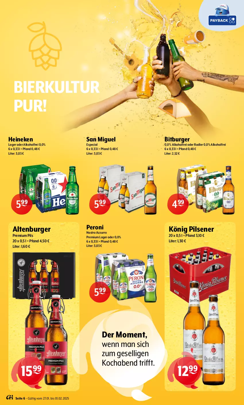 Aktueller Prospekt Getraenke Hoffmann - Prospekte - von 27.01 bis 01.02.2025 - strona 6 - produkty: alkohol, altenburger, bier, bitburger, burger, heineken, könig pilsener, oder radler, Peroni, pils, pilsener, premium pils, radler, Ti