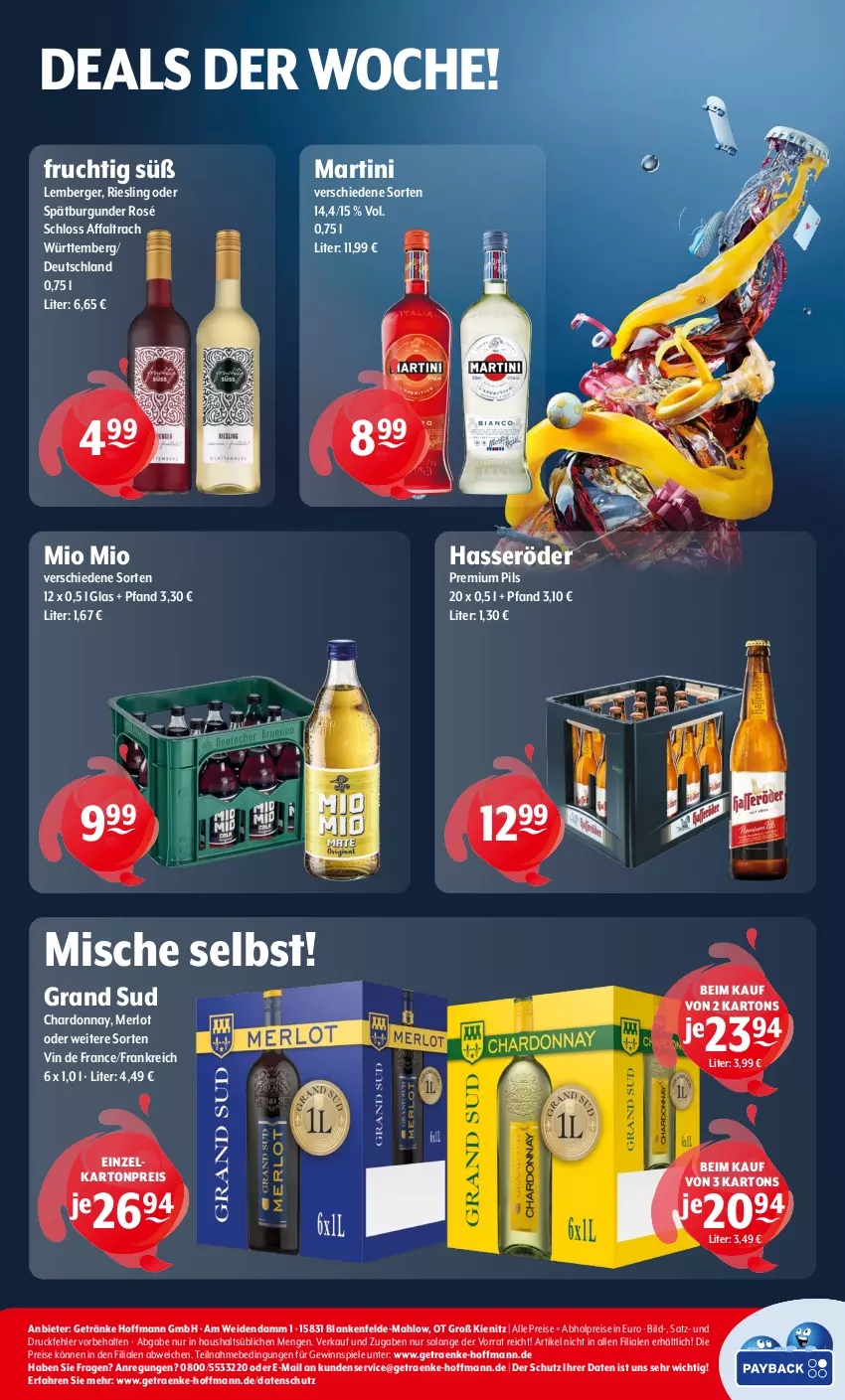 Aktueller Prospekt Getraenke Hoffmann - Prospekte - von 27.01 bis 01.02.2025 - strona 8 - produkty: abholpreise, Berger, burgunder, chardonnay, eis, frucht, getränk, getränke, gewinnspiel, grand sud, hasseröder, martini, merl, merlot, Mio Mio, pils, premium pils, reis, riesling, spätburgunder, Spiele, Ti, vin de france