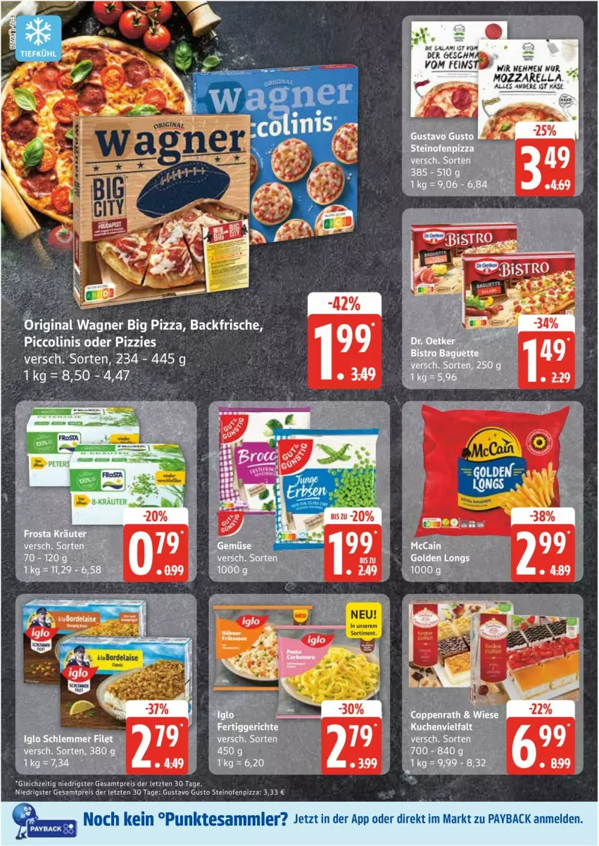 Aktueller Prospekt Edeka - Prospekte - von 07.07 bis 12.07.2025 - strona 12 - produkty: eis, gin, Golden Longs, Käse, mozzarella, Ofen, original wagner, payback, pizza, reis, rel, steinofen, tee, tesa, Ti, wagner, ZTE