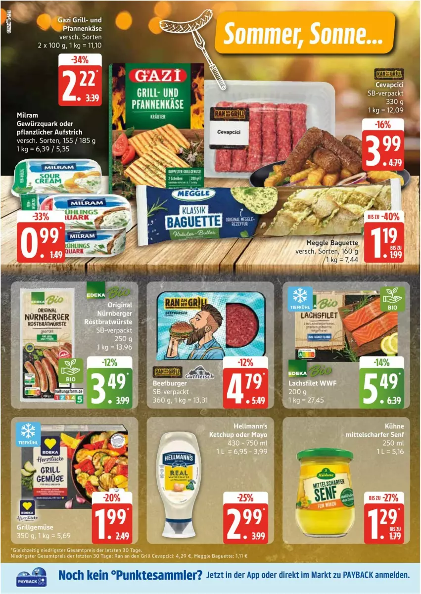 Aktueller Prospekt Edeka - Prospekte - von 07.07 bis 12.07.2025 - strona 2 - produkty: aufstrich, baguette, Berger, bratwurst, butter, grill, Käse, Kette, meggle, nürnberger, payback, pfanne, pfannen, pfannenkäse, rostbratwurst, rostbratwurste, tesa, und pfanne, wurst