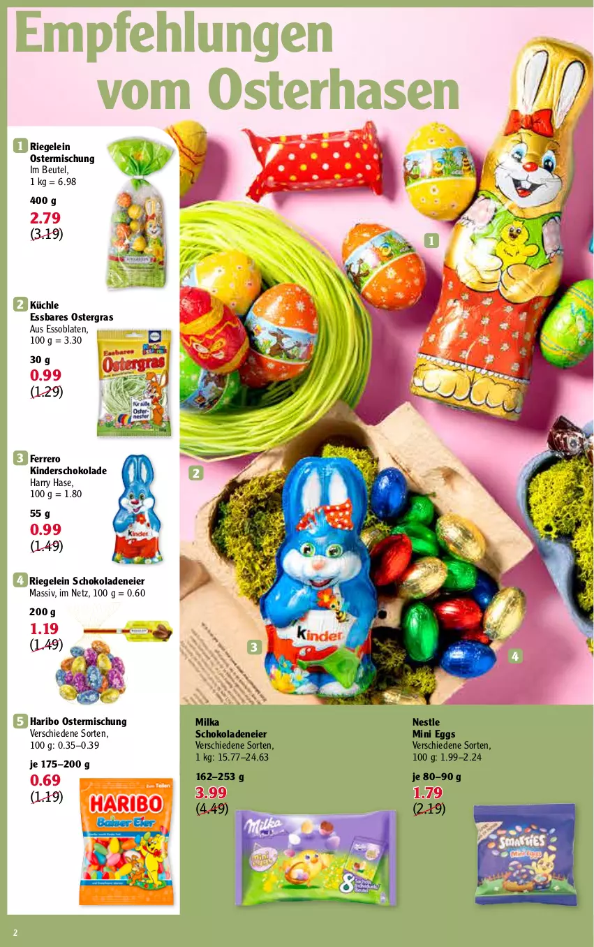 Aktueller Prospekt Globus - Prospekte - von 04.04 bis 16.04.2022 - strona 2 - produkty: beutel, eier, ferrero, haribo, Kinder, milka, milka schokolade, Oblaten, riegel, schoko, schokolade, schokoladen