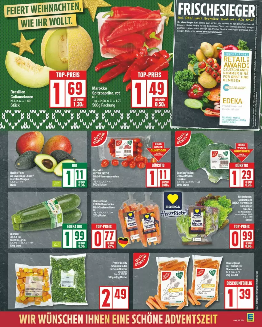 Aktueller Prospekt Edeka - Prospekte - von 25.11 bis 30.11.2024 - strona 3 - produkty: eis, galiamelone, gemuse, melone, melonen, obst, reis, tee, Ti, top-preis