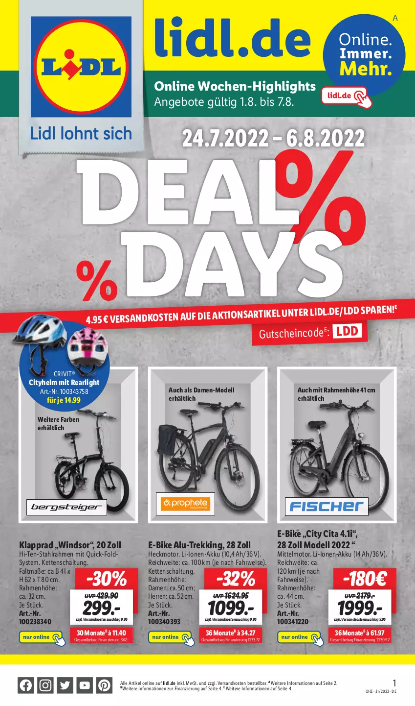 Aktueller Prospekt Lidl - Aktionsprospekt - von 01.08 bis 06.08.2022 - strona 47 - produkty: akku, angebot, angebote, crivit, damen-mode, dell, E-Bike, eis, gutschein, Kette, Klapprad, Mode, ndk, rwe, Schal, Ti