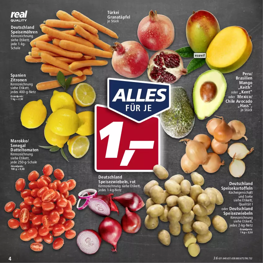 Aktueller Prospekt Real - Real Handzettel - von 24.01 bis 29.01.2022 - strona 4 - produkty: avocado, datteltomaten, eis, grana, Granatäpfel, kartoffel, kartoffeln, mango, möhren, Rana, reis, Schal, Schale, speisekartoffeln, speisemöhren, Speisezwiebeln, Ti, tomate, tomaten, zitrone, zitronen, zwiebel, zwiebeln