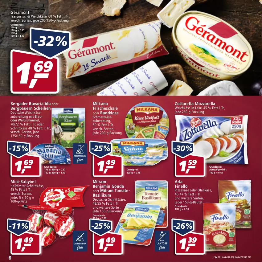 Aktueller Prospekt Real - Real Handzettel - von 24.01 bis 29.01.2022 - strona 8 - produkty: arla, auer, babybel, basilikum, Bau, Bauer, bavaria blu, bergader, beutel, deutscher schnittkäse, eis, finello, französischer weichkäse, géramont, gouda, halbfester schnittkäse, Käse, milka, milkana, milram, mozzarella, Ofen, Ofenkäse, pizza, reis, rel, Ria, Schal, Schale, Schmelzkäse, schmelzkäsezubereitung, schnittkäse, tomate, weichkäse, zott, zottarella