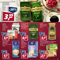 Gazetka promocyjna Real - Real Handzettel - Gazetka - ważna od 29.01 do 29.01.2022 - strona 17 - produkty: beutel, bohne, bohnen, Cap, cappuccino, cin, eis, früchte, Früchtetee, getränk, jacobs, Jacobs Gold, jacobs krönung, kräuter, krüger, latte, milch, oder kräuter, reis, sim, tassimo, tee, teekanne