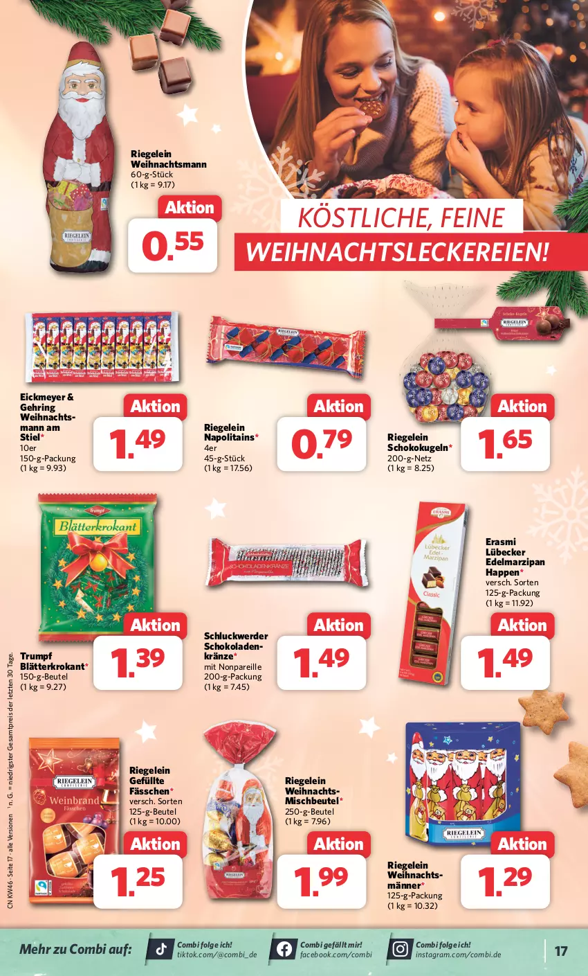 Aktueller Prospekt Combi - Prospekte - von 13.11 bis 18.11.2023 - strona 18 - produkty: beutel, Edelmarzipan, eis, erde, Kugel, LG, Lübecker, marzipan, reis, riegel, ring, rum, schoko, schokolade, schokoladen, Ti, ZTE