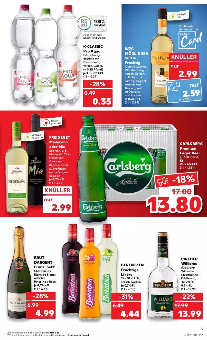 Aktueller Prospekt Kaufland - von 21.07 bis 27.07.2022 - strona 5 - produkty: angebot, angebote, aqua, beere, beeren, berentzen, Birnen, brut, brut dargent, carlsberg, cassis, chardonnay, de blancs, decke, Deckel, dessert, desserts, eis, erfrischungsgetränk, freixenet, frucht, getränk, kirsch, kirsche, kuchen, likör, mac, Pinot, pircher, qualitätswein, qualitätsweine, rotwein, sekt, südtiroler, Ti, wein, weine, Weißwein