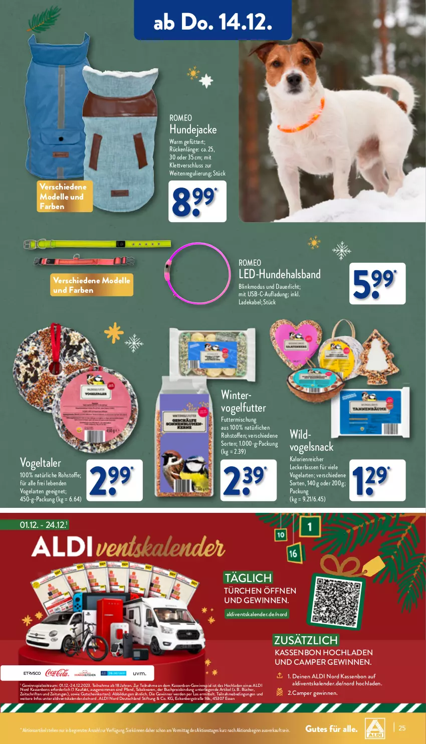 Aktueller Prospekt Aldi Nord - Von Montag - von 11.12 bis 16.12.2023 - strona 25 - produkty: aldi, auer, buch, deka, dell, eis, elle, erde, gewinnspiel, gin, gutschein, HP, Jacke, ladekabel, Liege, Mode, reis, snack, Ti, usb, Vogelfutter, Wild, ZTE