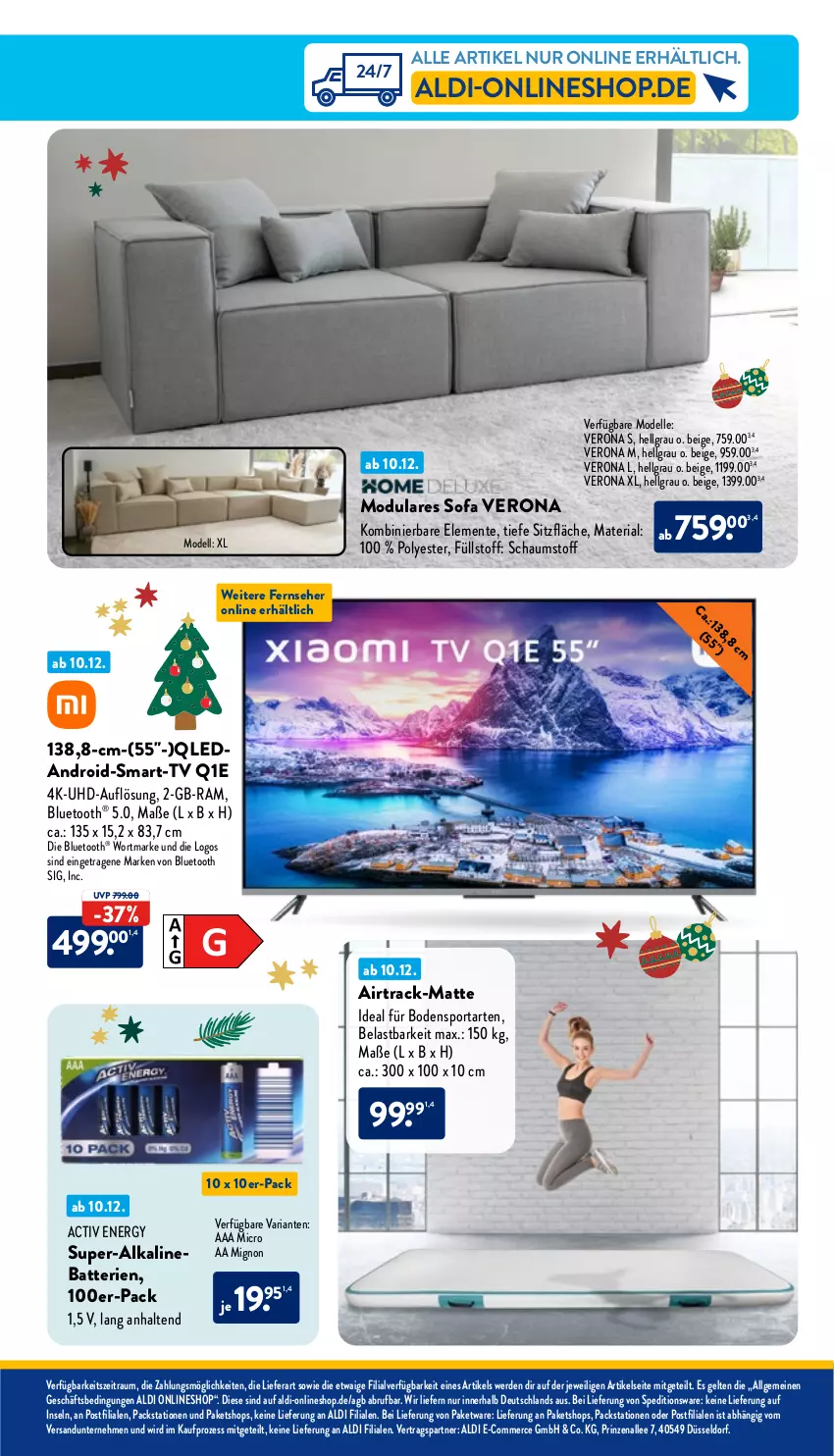 Aktueller Prospekt Aldi Nord - Von Montag - von 11.12 bis 16.12.2023 - strona 37 - produkty: aldi, batterie, batterien, dell, elle, ente, erde, fernseher, LG, Mode, qled, Ria, Sofa, Sport, Ti, uhd