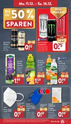 Gazetka promocyjna Aldi Nord - Von Montag - Gazetka - ważna od 16.12 do 16.12.2023 - strona 11 - produkty: Atemschutzmaske, bügel, dip, drink, eis, elle, erfrischungsgetränk, FFP2, flasche, flieder, frucht, fruchtsaft, fruchtsaftgetränk, getränk, gin, Happy Day, holunder, LG, Maske, medizinprodukt, monster, Monster Energy, pils, pilsener, reis, Ria, saft, Schnelltest, steiner, tee, teller, Ti, vita, vitalis, volvic, warsteiner, ZTE, zucker