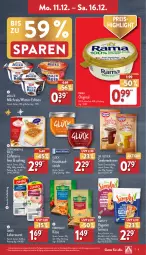 Gazetka promocyjna Aldi Nord - Von Montag - Gazetka - ważna od 16.12 do 16.12.2023 - strona 9 - produkty: aufstrich, aus der tiefkühlung, Becher, coppenrath, creme, Dr. Oetker, eis, elle, frucht, fruchtaufstrich, gin, Käse, kerrygold, leberwurst, mandel, mandeln, milch, milchreis, Müller, nuss, pudding, rama, reis, Ria, sim, tasse, teller, Ti, wurst, zimbo, ZTE