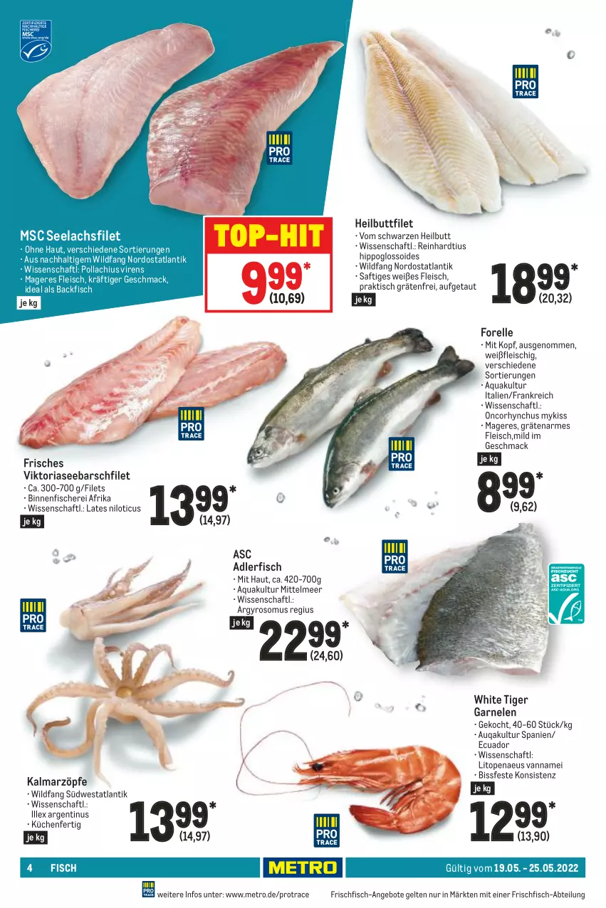 Aktueller Prospekt Metro - Food - von 19.05 bis 25.05.2022 - strona 4 - produkty: Abtei, angebot, angebote, aqua, backfisch, eis, elle, filet, filets, fisch, fische, Fischer, fleisch, forelle, frischfisch, garnelen, gyros, Heilbuttfilet, hipp, küche, Küchen, lachs, lachsfilet, mac, Metro, rel, Ria, saft, Schere, seelachsfilet, südwest, Ti, tisch, top-hit, Wild