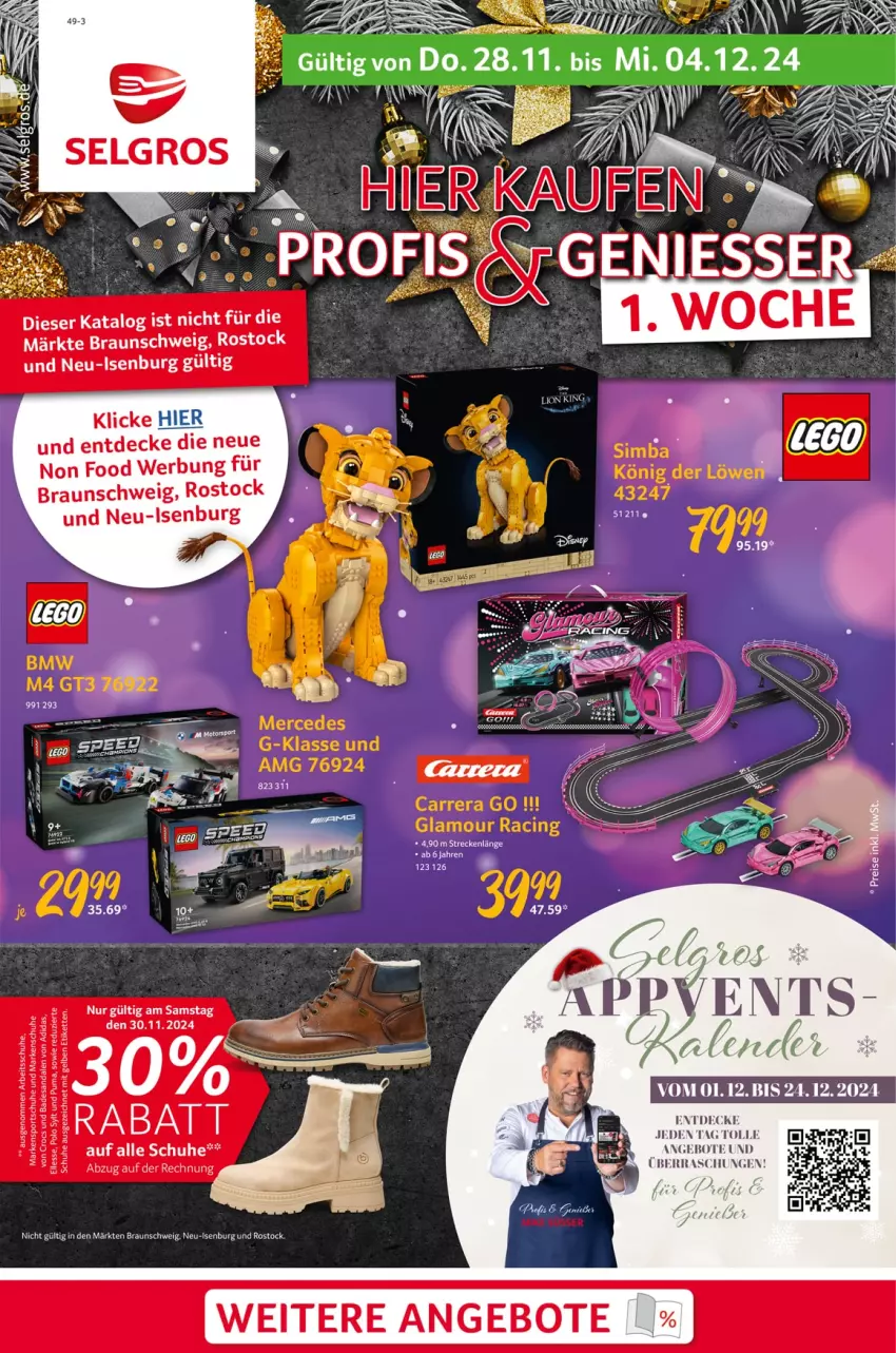 Aktueller Prospekt Selgros - Non Food - von 28.11 bis 04.12.2024 - strona 1 - produkty: Adidas, angebot, angebote, braun, Carrera, cin, decke, lion, sandale, sandalen, schuhe, sim, simba, Sport, sportschuhe, tee, Ti, Yo