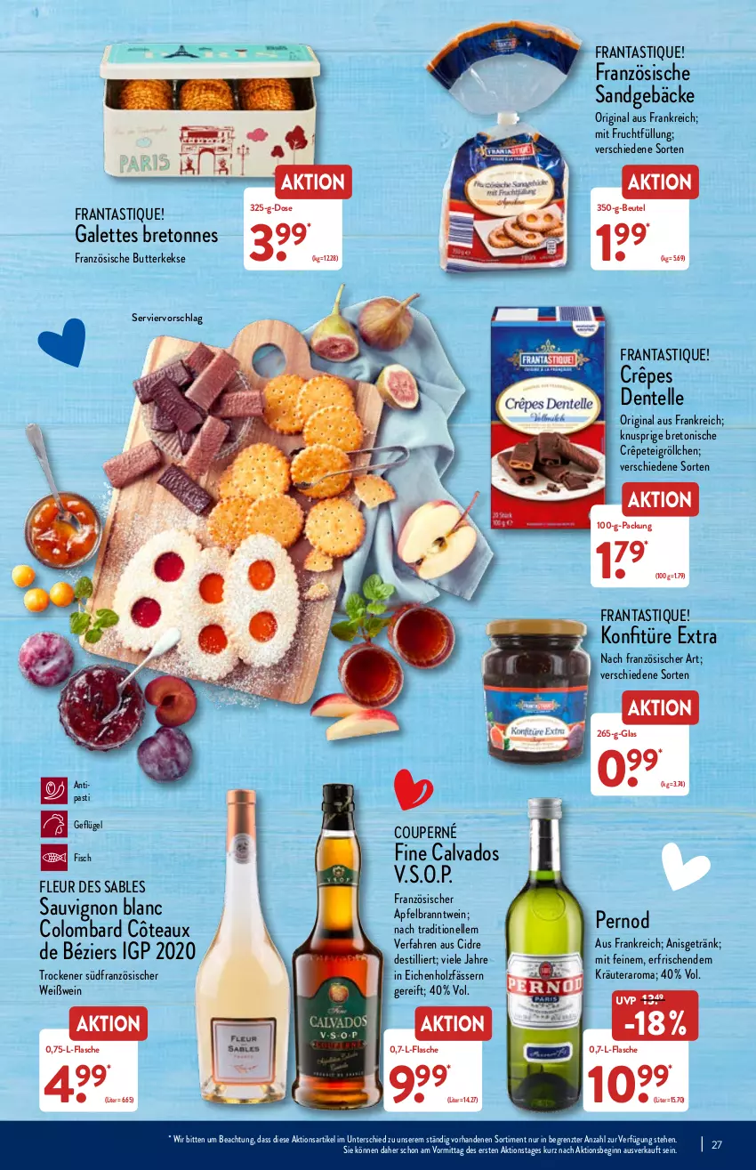 Aktueller Prospekt Aldi Nord - Aldi-Aktuell - von 31.01 bis 05.02.2022 - strona 27 - produkty: apfel, asti, beutel, butter, butterkeks, elle, ente, fisch, flasche, frucht, Geflügel, getränk, gin, Holz, keks, kekse, konfitüre, konfitüre extra, kräuter, mit frucht, sauvignon, sauvignon blanc, Ti, wein, Weißwein, ZTE