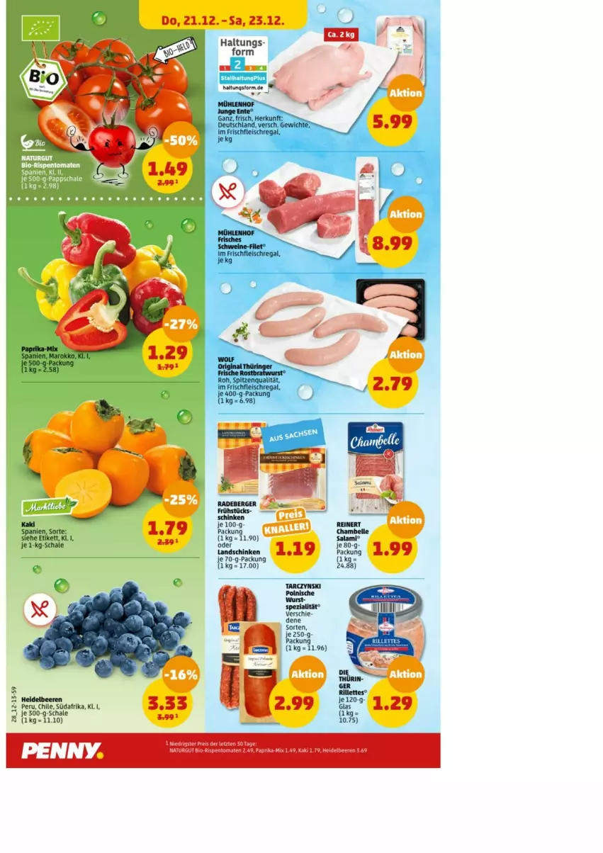 Aktueller Prospekt Penny - Prospekte - von 18.12 bis 23.12.2023 - strona 30 - produkty: beere, beeren, eis, filet, fleisch, heidelbeere, heidelbeeren, regal, Schal, Schale, schwein, schweine, schweine-filet, wein, weine, wurst