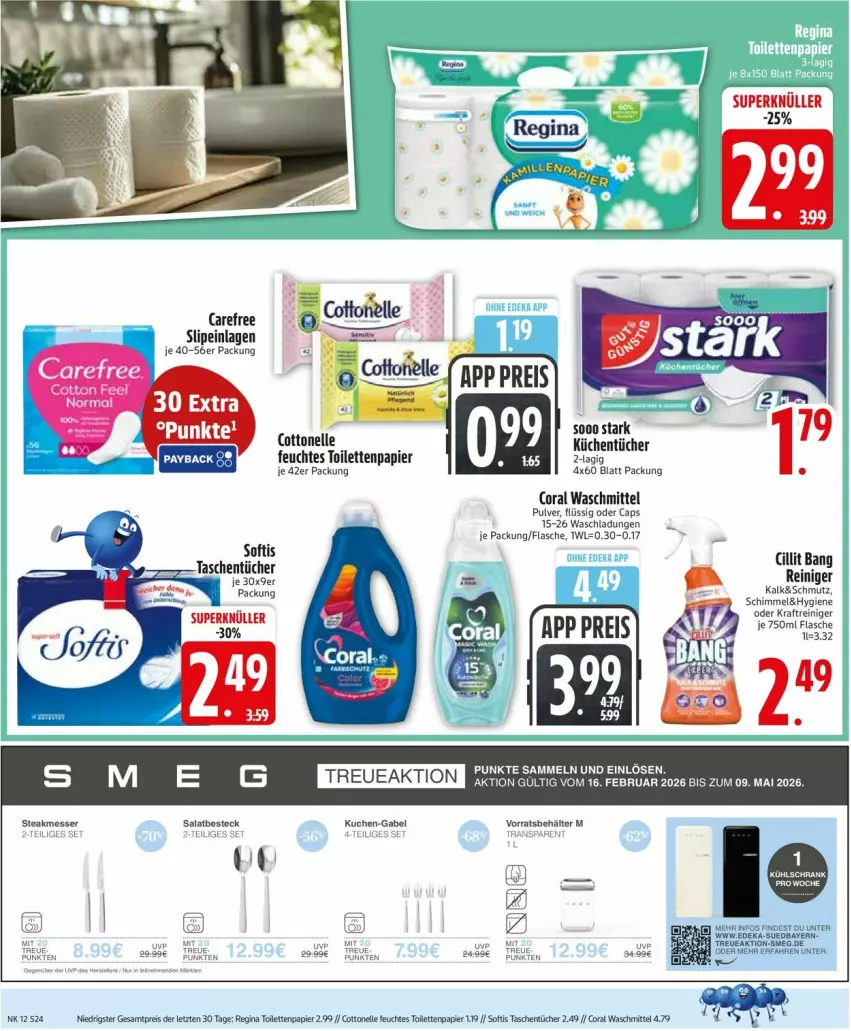 Aktueller Prospekt Edeka - Prospekte - von 16.03 bis 21.03.2026 - strona 24 - produkty: Behälter, besteck, boss, Cap, carefree, Coral, cottonelle, eis, elle, feuchtes toilettenpapier, flasche, gabel, gin, kraft, küche, kuchen, Küchen, küchentücher, messer, papier, reiniger, reis, salat, slip, slipeinlagen, steak, Tasche, taschen, taschentücher, Ti, toilettenpapier, tücher, waschmittel, ZTE