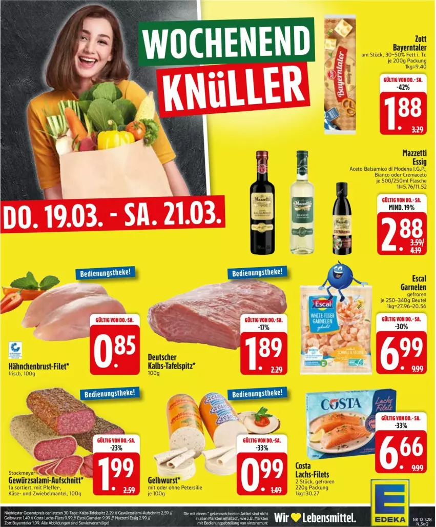 Aktueller Prospekt Edeka - Prospekte - von 16.03 bis 21.03.2026 - strona 28 - produkty: Abtei, aceto, aceto balsamico, aufschnitt, balsam, balsamico, beutel, escal, essig, filet, filets, flasche, garnelen, gewürz, hähnchenbrust, Käse, lachs, mac, Mantel, Mode, petersilie, pfeffer, salami, stockmeyer, tafelspitz, Ti, wurst, zott, zwiebel