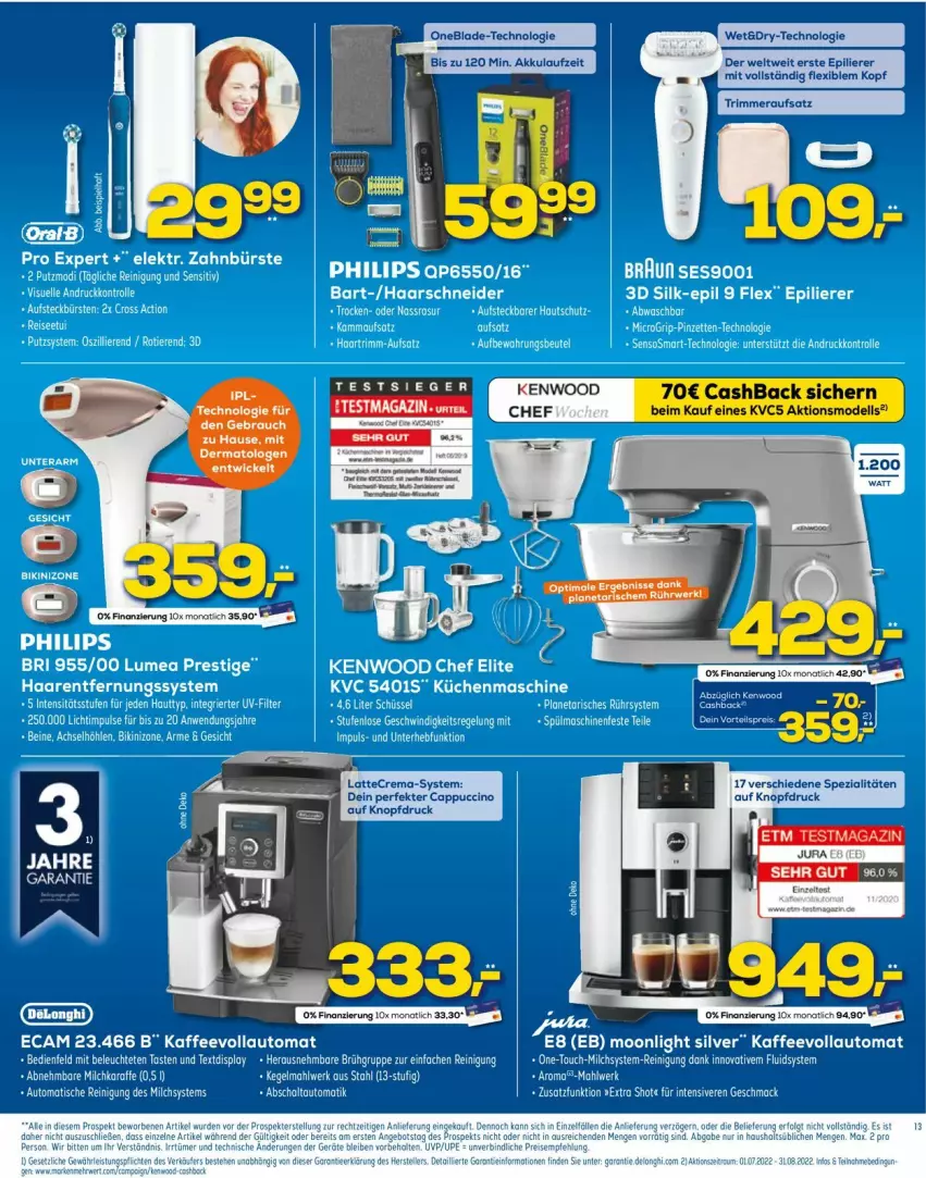 Aktueller Prospekt Euronics - Prospekte - von 31.08 bis 07.09.2022 - strona 13 - produkty: Cap, cappuccino, cin, epilierer, latte, monati, Rauch, rwe, Spezi, Ti