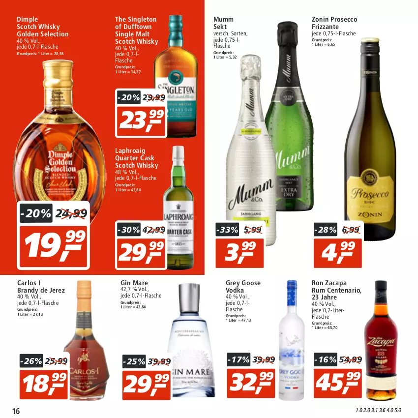 Aktueller Prospekt Real - von 05.09 bis 10.09.2022 - strona 16 - produkty: arlo, Cap, ecco, eis, ente, flasche, frizzante, gin, gin mare, laphroaig, mumm, prosecco, reis, rum, scotch, scotch whisky, sekt, single malt, Ti, vodka, whisky, zonin