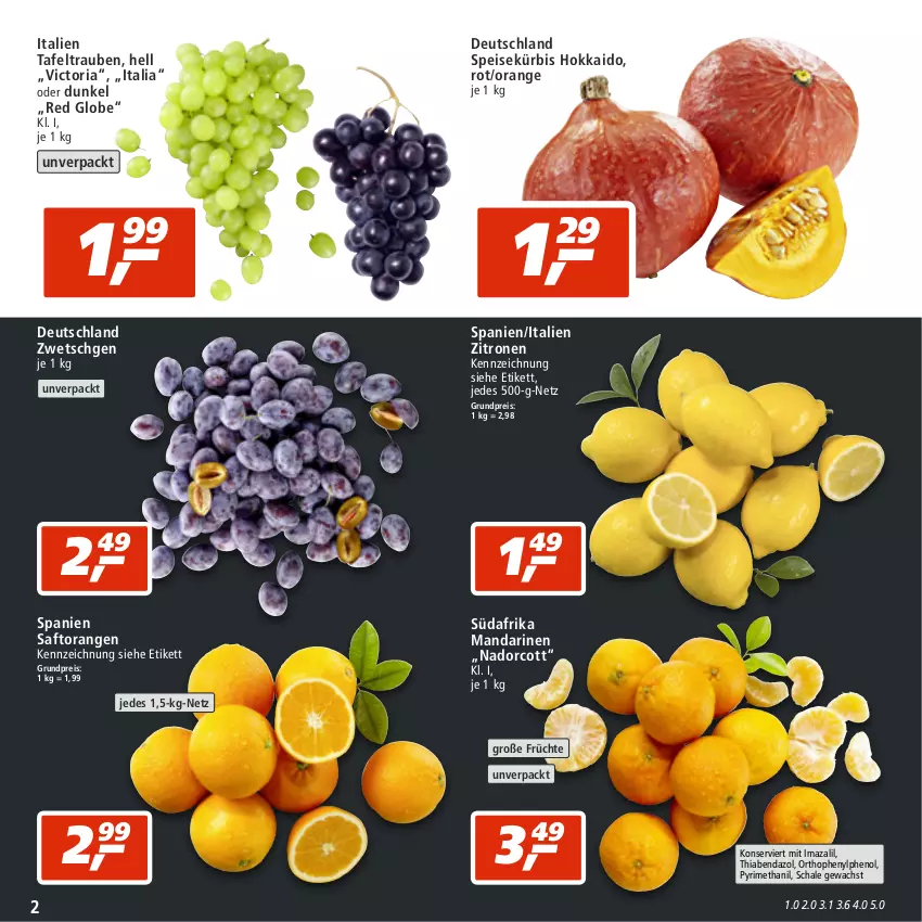 Aktueller Prospekt Real - von 05.09 bis 10.09.2022 - strona 2 - produkty: eis, früchte, Kürbis, mandarine, mandarinen, orange, orangen, reis, Ria, saft, Saftorangen, Schal, Schale, tafeltrauben, Ti, trauben, zitrone, zitronen