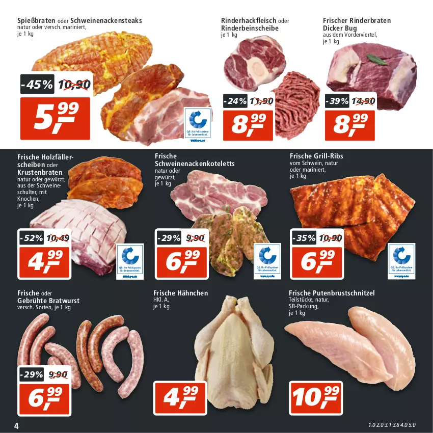 Aktueller Prospekt Real - von 05.09 bis 10.09.2022 - strona 4 - produkty: braten, bratwurst, eis, fleisch, Frische Hähnchen, gewürz, grill, hackfleisch, Holz, kotelett, krustenbraten, nackenkoteletts, Nackensteak, nackensteaks, natur, pute, putenbrust, rind, rinder, rinderbraten, rinderhackfleisch, schnitzel, schwein, schweine, schweinenacken, steak, steaks, wein, weine, wurst