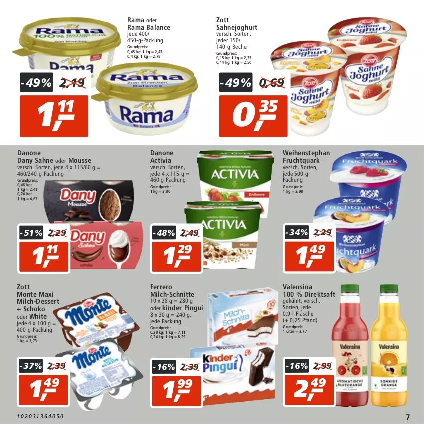 Aktueller Prospekt Real - von 05.09 bis 10.09.2022 - strona 7 - produkty: activia, Becher, danone, danone activia, Dany, dany sahne, dessert, direktsaft, eis, ferrero, flasche, frucht, Fruchtquark, joghur, joghurt, Kinder, kinder pingui, milch, milch-schnitte, monte, mousse, pingui, quark, rama, reis, saft, sahne, Sahnejoghurt, schoko, Ti, valensina, weihenstephan, zott, Zott Monte