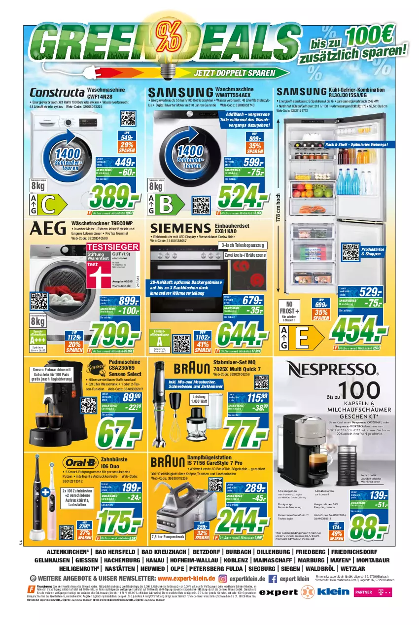 Aktueller Prospekt Expert Olpe - Prospekte - von 07.03 bis 13.03.2022 - strona 4 - produkty: addwash, angebot, angebote, auer, Bad, Bau, Becher, beko, bügel, Bügelstation, bürste, bürsten, cin, Clin, consors finanz, dampfbügelstation, einbauherd, einbauherdset, eis, Elektro, ente, espresso, Fulda, gin, gutschein, herdset, Intel, kaffee, leine, LG, Messbecher, milch, milchaufschäumer, Mixer, nespresso, Persona, Protex, Rauch, recyclingmaterial, regal, reis, Ria, rum, Schneebesen, senseo, Spektrum, stabmixer, Tasche, taschen, tasse, Teleskop, Ti, Trockner, trommel, uhr, wäschetrockner, waschmaschine, wasser, wassertank, wein, zahnbürste, zahnbürsten, Zerkleinerer