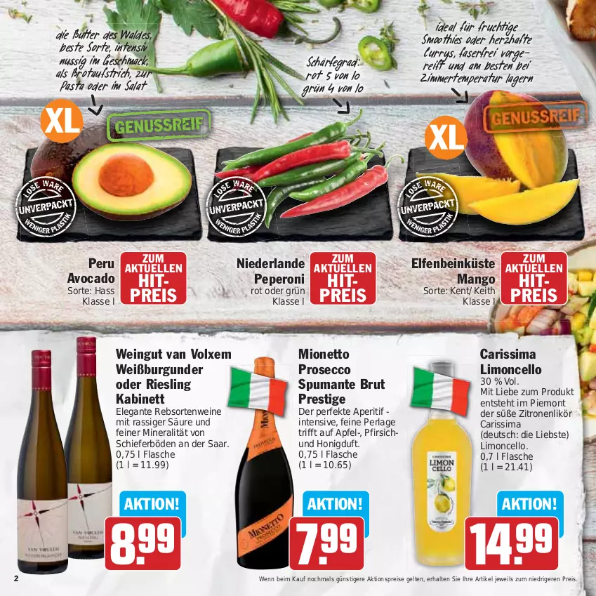 Aktueller Prospekt Hit - Prospekte - von 05.06 bis 24.06.2023 - strona 2 - produkty: aktionspreis, aperitif, apfel, aufstrich, avocado, brot, brotaufstrich, brut, burgunder, ecco, eis, elle, flasche, frucht, honig, kabinett, likör, limo, mac, mango, mionetto, pasta, peperoni, perla, Peroni, pfirsich, prosecco, puma, rebsortenweine, reis, riesling, salat, sim, spumante, tee, Ti, wein, weine, Weißburgunder, zitrone, zitronen