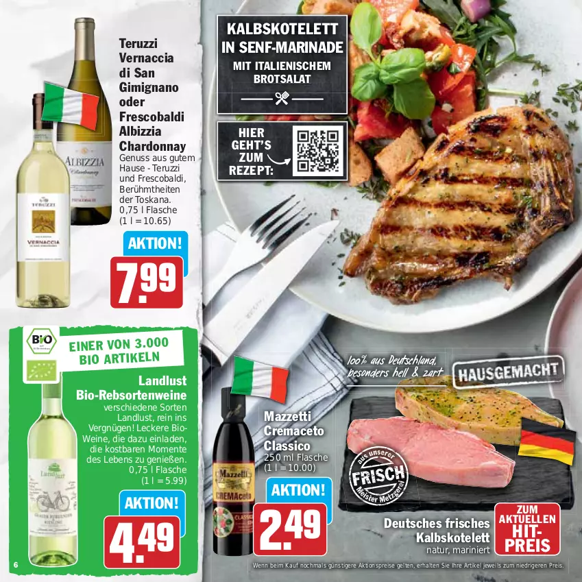 Aktueller Prospekt Hit - Prospekte - von 05.06 bis 24.06.2023 - strona 6 - produkty: ACC, aceto, aktionspreis, aldi, bio, brot, chardonnay, classico, eis, elle, ente, flasche, kalbskotelett, kotelett, mac, marinade, natur, nuss, rebsortenweine, reis, rezept, salat, senf, Ti, wein, weine