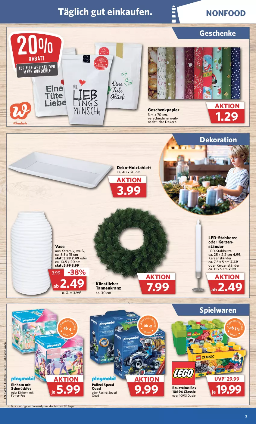 Aktueller Prospekt Combi - Prospekte - von 28.11 bis 03.12.2022 - strona 3 - produkty: aust, Bau, cin, dekoration, duplo, eis, Geschenkpapier, Holz, kerze, Kranz, papier, quad, reis, spee, spielwaren, Stabkerze, tablet, tablett, Tannenkranz, Ti, Vase, ZTE