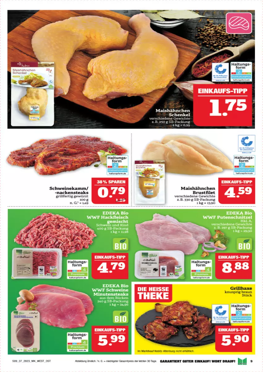 Aktueller Prospekt Marktkauf - Prospekt - von 10.09 bis 16.09.2023 - strona 10 - produkty: axe, bio, braun, brustfilet, deka, edeka bio, eis, filet, fleisch, gewürz, grill, grillhaxe, hackfleisch, hackfleisch gemischt, Haxe, henkel, mais, Nackensteak, nackensteaks, reis, rind, schenkel, schwein, schwein und rind, schweine, steak, steaks, Ti, wein, weine