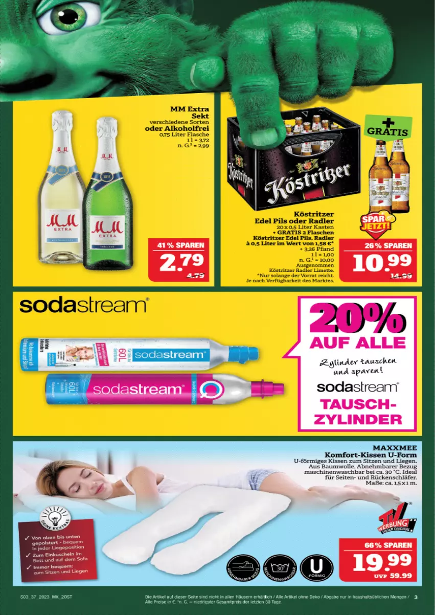 Aktueller Prospekt Marktkauf - Prospekt - von 10.09 bis 16.09.2023 - strona 4 - produkty: Bau, baumwolle, eis, kissen, Liege, reis, Soda, sodastream, Ti, wolle