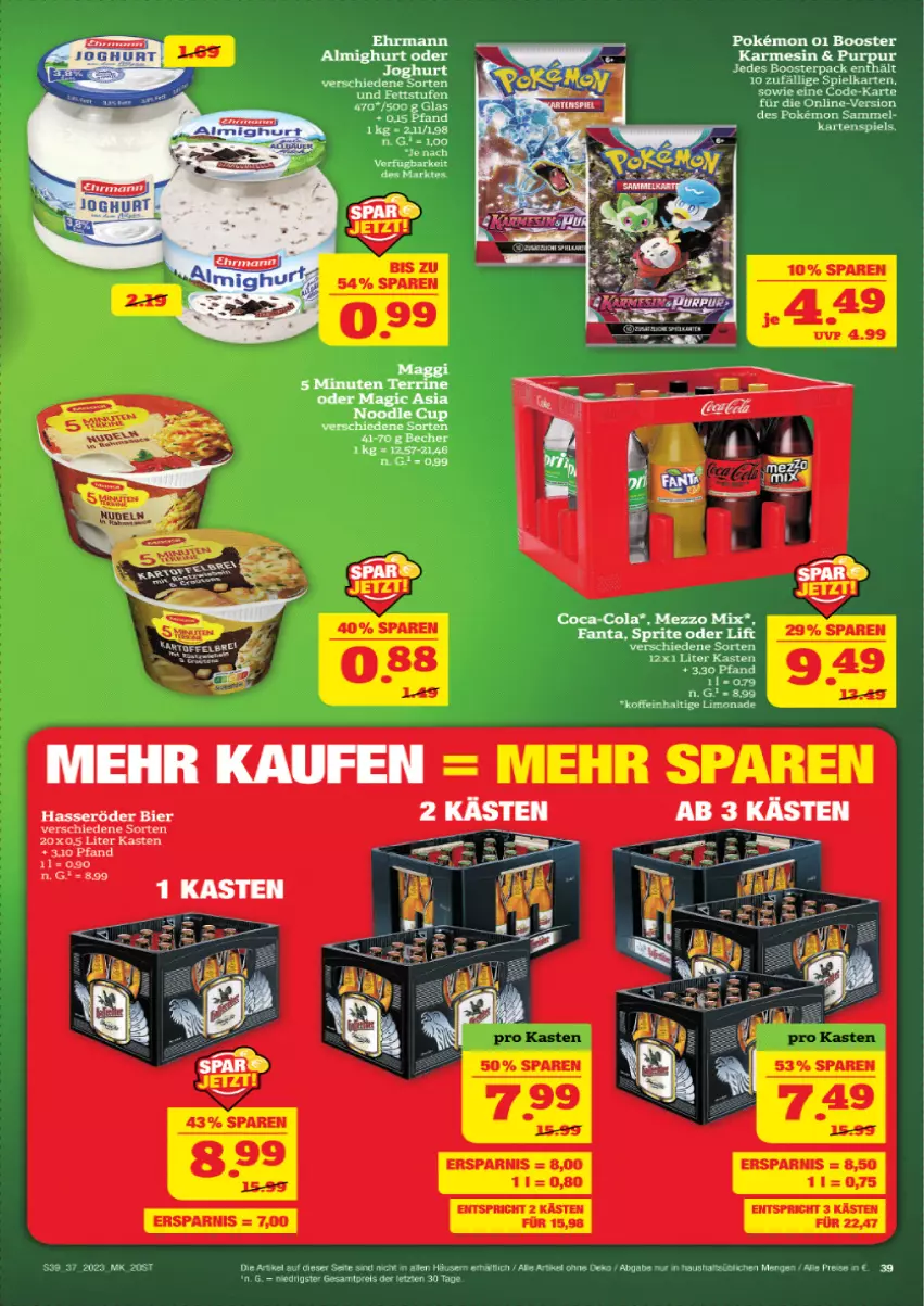 Aktueller Prospekt Marktkauf - Prospekt - von 10.09 bis 16.09.2023 - strona 40 - produkty: almighur, almighurt, bier, coca-cola, cola, ehrmann, ehrmann almighurt, eis, fanta, hasseröder, LG, limo, limonade, Mezzo Mix, reis, rel, sprite, Ti, ZTE