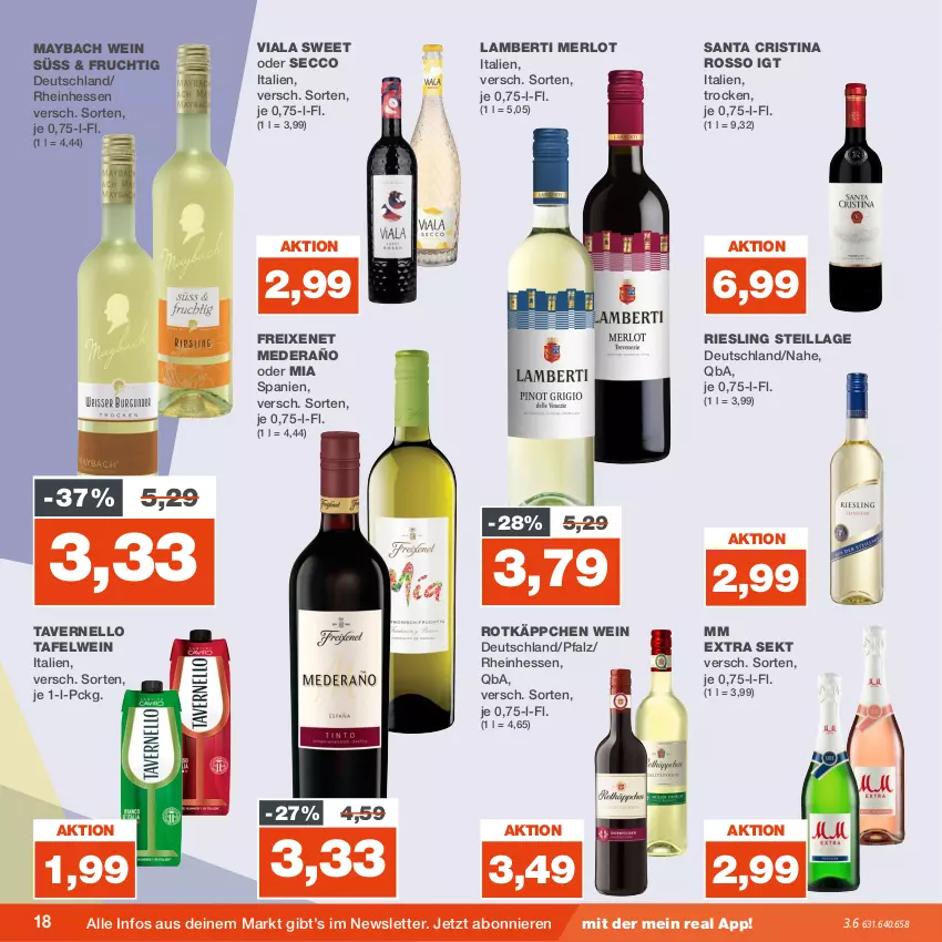 Aktueller Prospekt Real - von 31.07 bis 05.08.2023 - strona 18 - produkty: Amber, ecco, freixenet, frucht, maybach, merl, merlot, mm extra, riesling, rotkäppchen, sekt, Ti, vernel, wein