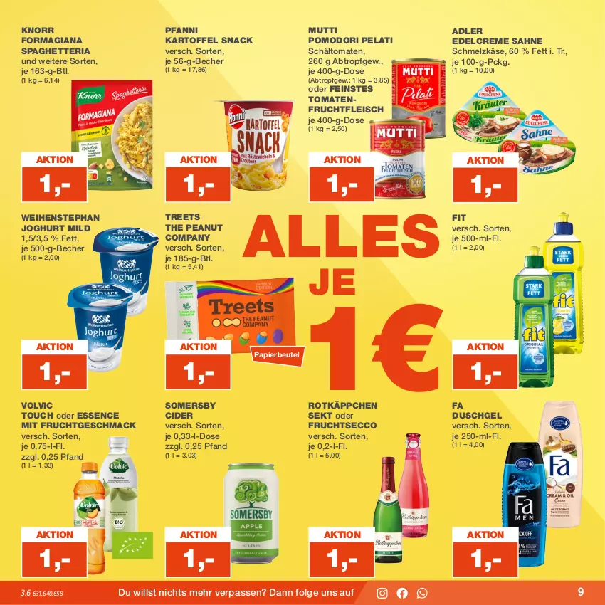 Aktueller Prospekt Real - von 31.07 bis 05.08.2023 - strona 9 - produkty: Becher, beutel, cider, creme, duschgel, ecco, edelcreme, eis, fa duschgel, fleisch, frucht, fruchtfleisch, fruchtsecco, joghur, joghurt, joghurt mild, kartoffel, Käse, knorr, LG, mac, mit frucht, Mutti, papier, pfanni, Ria, rotkäppchen, sahne, Schmelzkäse, sekt, snack, somersby, Ti, tomate, tomaten, volvic, weihenstephan