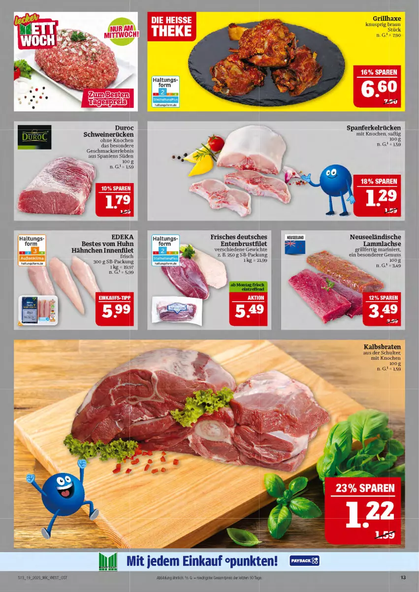 Aktueller Prospekt Marktkauf - Prospekt - von 04.05 bis 10.05.2025 - strona 13 - produkty: axe, braten, braun, brustfilet, deka, eis, ente, Entenbrust, filet, grill, grillhaxe, Haxe, lachs, lamm, lammlachse, mac, nuss, reis, schwein, schweine, schweinerücken, Ti, wein, weine, ZTE
