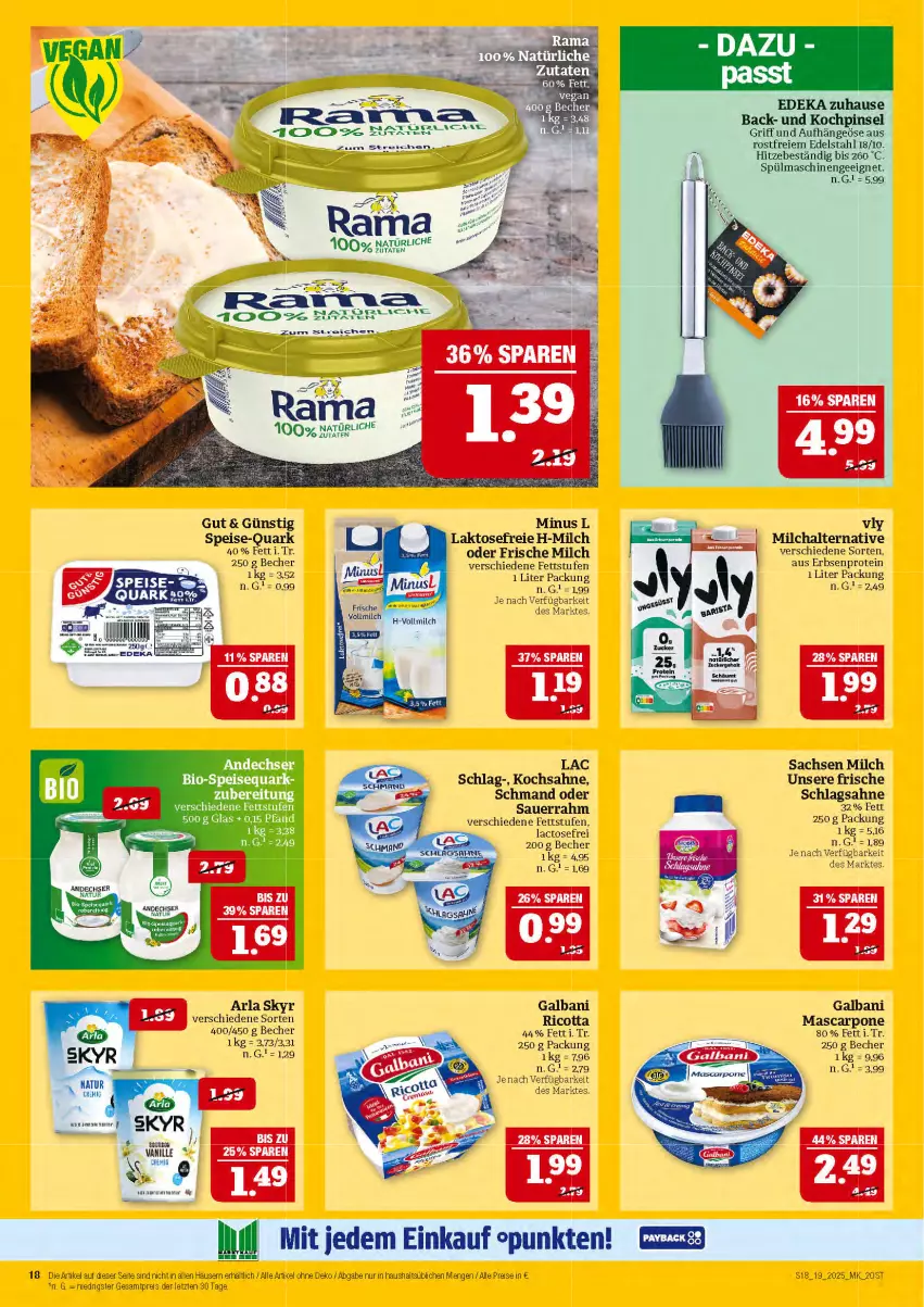 Aktueller Prospekt Marktkauf - Prospekt - von 04.05 bis 10.05.2025 - strona 18 - produkty: arla, arla skyr, auer, Becher, bio, deka, edelstahl, eis, erbsen, frische milch, galbani, HP, mam, mascarpone, milch, natur, Pinsel, quark, reis, ricotta, sac, sahne, Sauerrahm, schlagsahne, schmand, Skyr, speisequark, spülmaschinen, Ti, ZTE