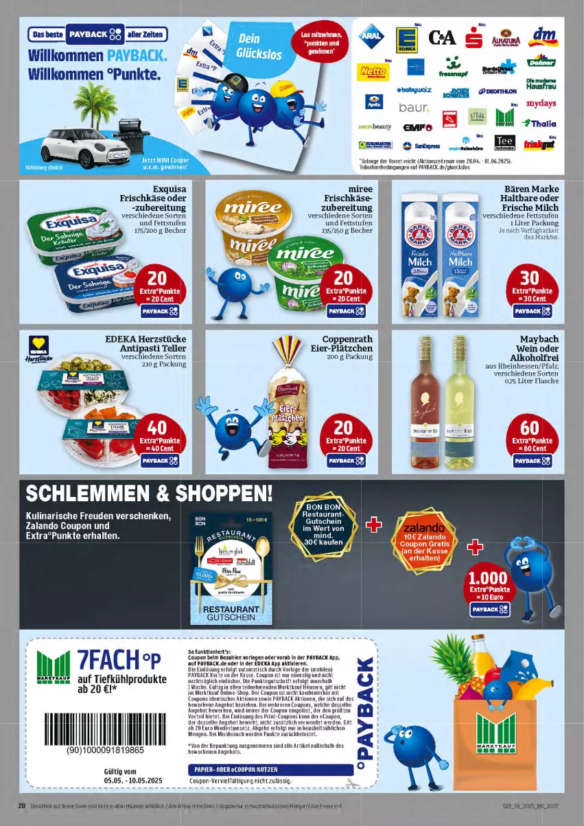 Aktueller Prospekt Marktkauf - Prospekt - von 04.05 bis 10.05.2025 - strona 28 - produkty: alkohol, angebot, antipasti, asti, auto, Becher, coppenrath, coupon, coupons, deka, eier, eis, elle, erde, exquisa, flasche, frische milch, frischkäse, gutschein, Heu, HP, Käse, Lätzche, LG, maybach, milch, miree, Mode, papier, payback, Rauch, reis, rwe, tee, teller, Ti, tisch, wein, Yo