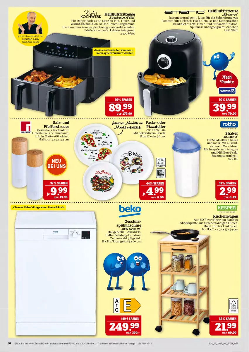 Aktueller Prospekt Marktkauf - Prospekt - von 04.05 bis 10.05.2025 - strona 30 - produkty: bambus, Bau, beko, buch, decke, dell, dessert, desserts, eis, elle, erde, fisch, fleisch, fritteuse, geschirr, Heißluftfritteuse, Holz, korb, küche, Küchen, lack, latte, Mode, pasta, pfeffer, Pfefferstreuer, pizza, pommes, Pommes Frites, Reinigung, reis, rwe, salat, salz, shake, Soße, spülmaschinen, teller, Ti, Tiere, timer