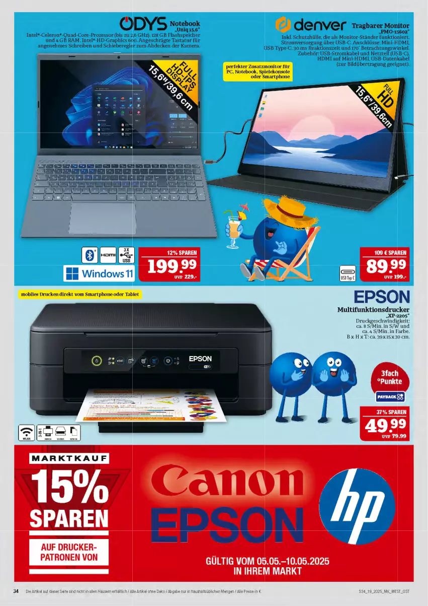 Aktueller Prospekt Marktkauf - Prospekt - von 04.05 bis 10.05.2025 - strona 34 - produkty: celeron, decke, drucker, eis, epson, gsw, HDMI, Intel, kamera, monitor, multifunktionsdrucker, notebook, quad, quad-core-prozessor, reis, Tastatur, Ti, usb, ZTE