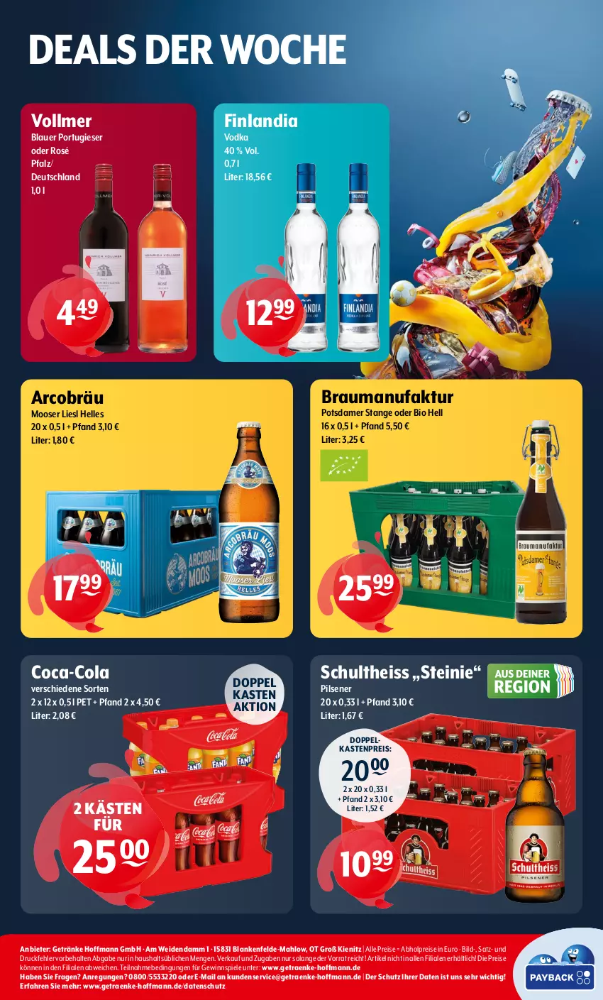 Aktueller Prospekt Getraenke Hoffmann - Prospekte - von 18.03 bis 23.03.2024 - strona 6 - produkty: abholpreise, auer, bio, coca-cola, cola, eis, elle, Faktu, getränk, getränke, gewinnspiel, pils, pilsener, reis, Schultheiss, Spiele, Ti, vodka