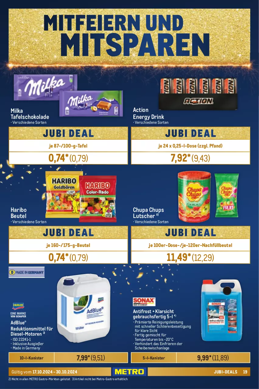 Aktueller Prospekt Metro - Händler Journal - von 17.10 bis 30.10.2024 - strona 19 - produkty: adblue, beutel, chupa, chupa chups, Diesel, drink, eier, eis, elle, energy drink, Germ, haribo, Lutscher, Metro, metro gastro, milka, Rauch, Reinigung, schoko, schokolade, tafelschokolade, Ti