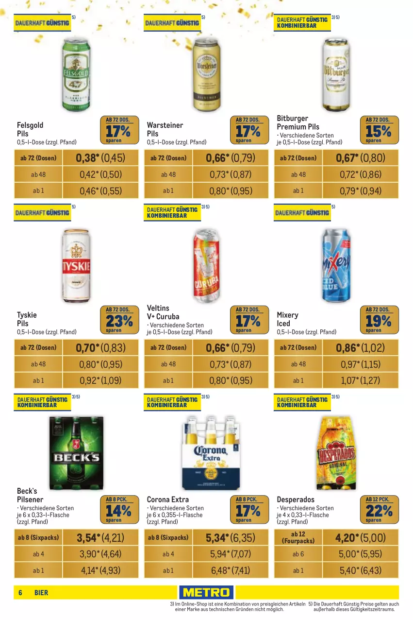 Aktueller Prospekt Metro - Händler Journal - von 17.10 bis 30.10.2024 - strona 6 - produkty: auer, bier, bitburger, burger, corona, corona extra, desperados, eis, flasche, Mixer, mixery, pils, pilsener, premium pils, reis, steiner, Ti, tyskie, veltins, warsteiner